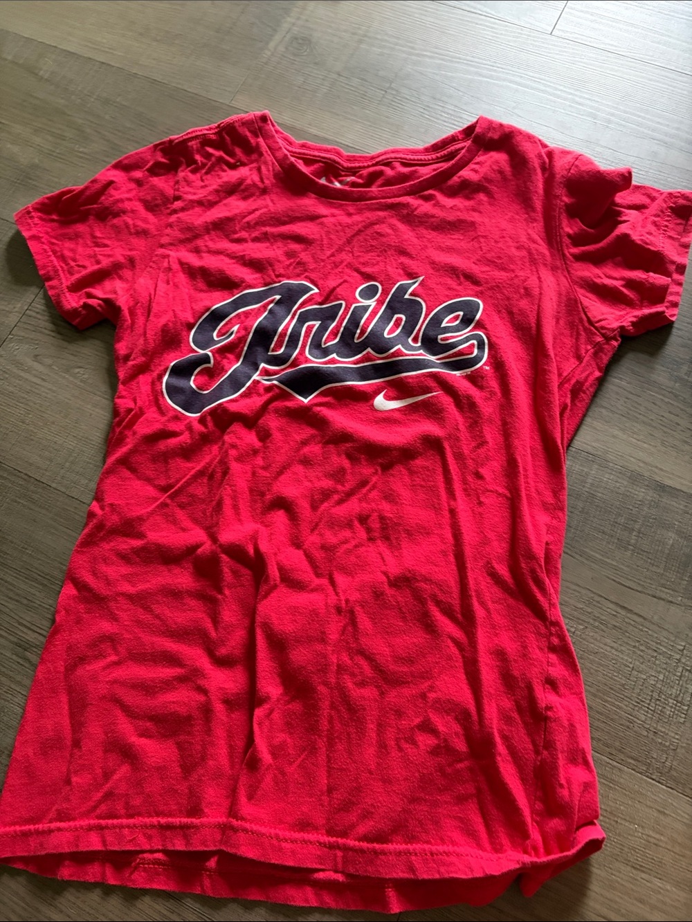 Nike Red 'Tribe' Cleveland Indians baseball Sport Graphic Short Sleeve Tee